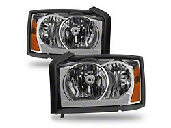 DRL LED Light Bar Headlights; Chrome Housing; Clear Lens (05-07 Dakota)