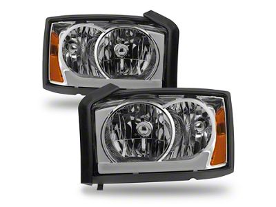 DRL LED Light Bar Headlights; Chrome Housing; Clear Lens (05-07 Dakota)