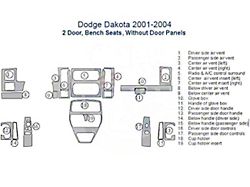 Full Dash Trim Kit; Oxford Burlwood Finish (01-04 Dakota Regular Cab w/ Bench Seat)