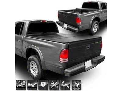 Hard Tri-Fold Style Tonneau Cover; Black (97-04 Dakota w/ 6.5-Foot Box)