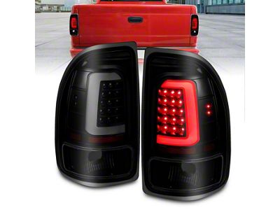 LED Bar Style Tail Lights; Black Housing; Smoked Lens (97-04 Dakota)