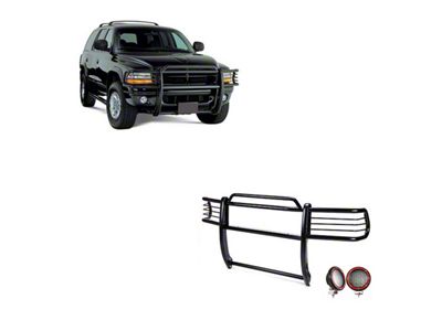 Modular Grille Guard with 5.30-Inch Red Round Flood LED Lights; Black (97-04 Dakota)