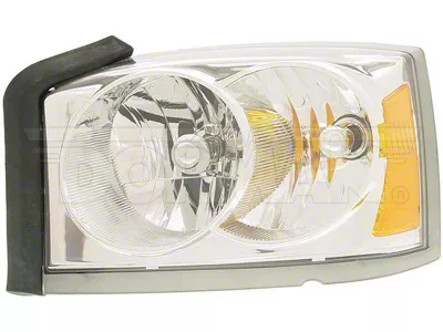 OE Style Headlight; Chrome Housing; Clear Lens; Driver Side (05-07 Dakota)