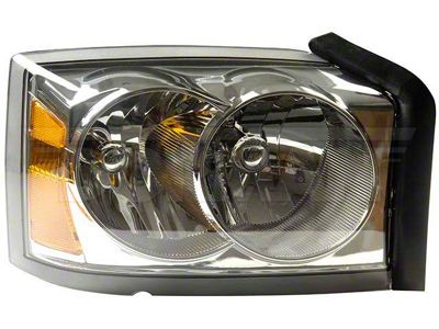 OE Style Headlight; Chrome Housing; Clear Lens; Passenger Side (05-07 Dakota)