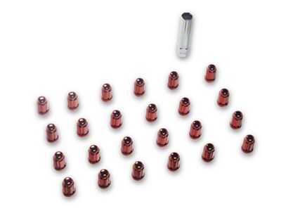 Red Acorn Spline Lug Nuts; 1/2-20-Inch; Set of 24 (87-04 Dakota)