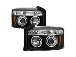 Signature Series LED Halo Projector Headlights; Black Housing; Clear Lens (05-07 Dakota)