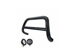 Sport Bull Bar with 5.30-Inch Black Round Flood LED Lights; Black (97-04 Dakota)