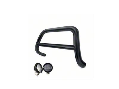 Sport Bull Bar with 5.30-Inch Black Round Flood LED Lights; Black (97-04 Dakota)