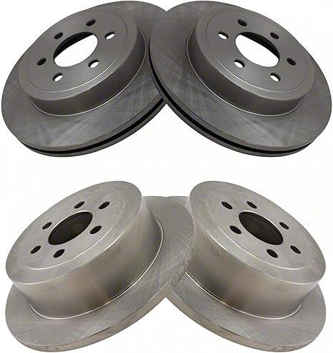 Dakota Vented and Solid 5-Lug Rotors; Front and Rear (03-04 Dakota w ...