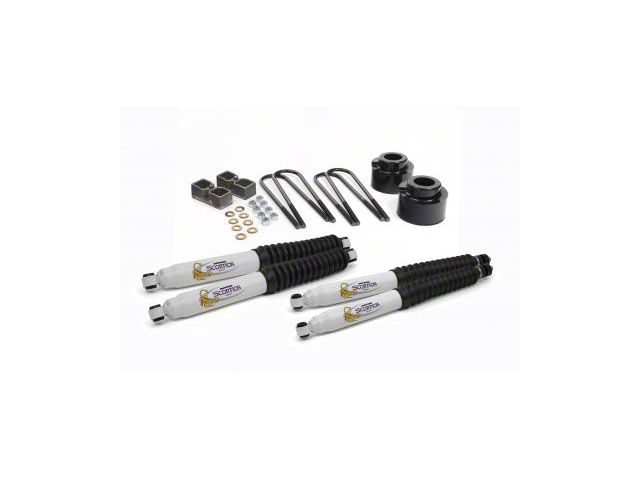 Daystar Suspension Lift Kit; Black; 2.50-Inch Front Lift; Includes 2-Inch Rear Lift Blocks, U-Bolts, Front and Rear Scorpion Shock Absorbers; For Vehicles with Dana 70 (11-18 4WD F-350 Super Duty)