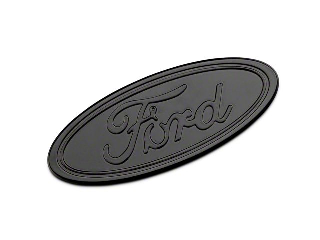 Defenderworx Ford Oval Grille or Tailgate Emblem; Gloss Blackout (04-14 F-150 w/o Backup Camera)