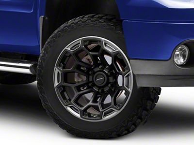 Defiant Wheels DF03 Satin Black and Dark Satin Charcoal 6-Lug Wheel; 20x9; -12mm Offset (07-13 Sierra 1500)