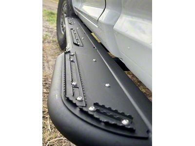 Dethloff MFG. XHD Rock Sliders with TerraCleat System and Top Plate; Textured Black (14-26 RAM 3500 Crew Cab w/ 6.4-Foot Box)