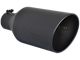 Angled Cut Rolled End Round Exhaust Tip; 8-Inch; Black (Fits 4-Inch Tail Pipe)
