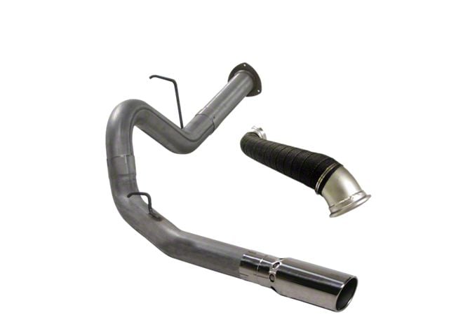 4-Inch Aluminized Steel DPF-Back Single Exhaust System with Polished Tip and Turbo Direct Pipe; Side Exit (07-10 6.6L Duramax Sierra 2500 HD)