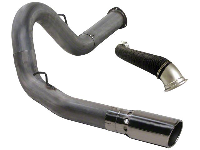 5-Inch Stainless Steel DPF-Back Single Exhaust System with Polished Tip and Turbo Direct Pipe; Side Exit (07-10 6.6L Duramax Sierra 3500 HD)