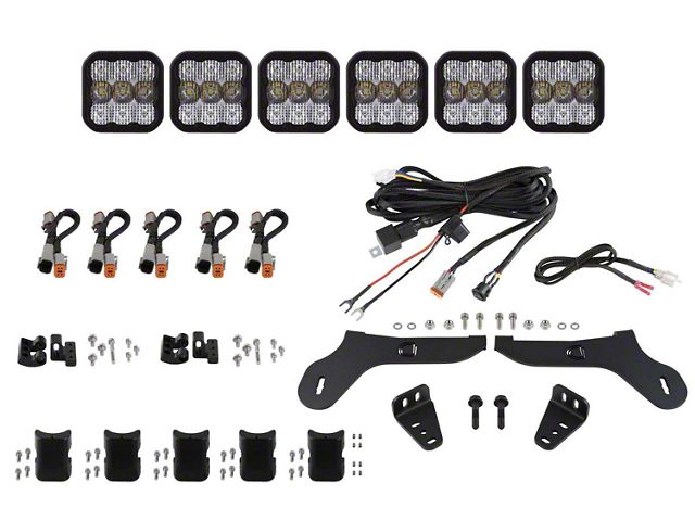 Diode Dynamics SS5 Sport 6-Pod CrossLink Grille Light Bar Kit; White Combo (17-20 F-150 Raptor)