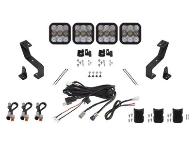 Diode Dynamics SS5 Sport 4-Pod CrossLink Grille Light Bar Kit; White Combo (19-24 RAM 1500 w/o Active Lower Grille Shutters)