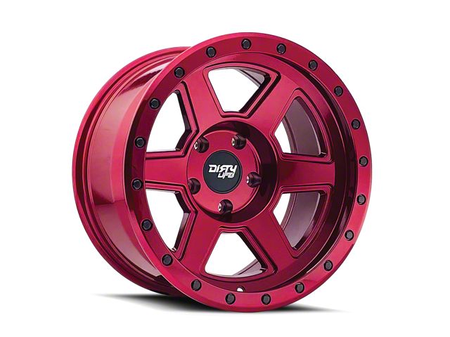Dirty Life Compound Crimson Candy Red 6-Lug Wheel; 22x11; -25mm Offset (15-20 F-150)