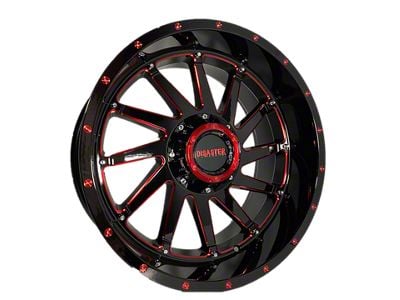Disaster Offroad D01 Gloss Black with Candy Red Milled 6-Lug Wheel; 20x12; -44mm Offset (07-13 Silverado 1500)
