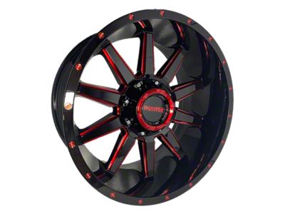 Disaster Offroad D04 Gloss Black with Candy Red Milled 6-Lug Wheel; 20x10; -12mm Offset (2024 Ranger)