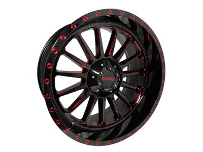 Disaster Offroad D96 Gloss Black with Candy Red Milled 6-Lug Wheel; 20x10; -12mm Offset (99-06 Silverado 1500)