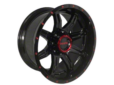 Disaster Offroad D02 Gloss Black with Candy Red Milled 6-Lug Wheel; 20x10; -12mm Offset (19-25 RAM 1500)