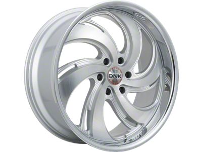 DNK Street 702 Brushed Face Silver Milled with Stainless Lip 6-Lug Wheel; 22x9.5; 25mm Offset (23-24 Canyon)