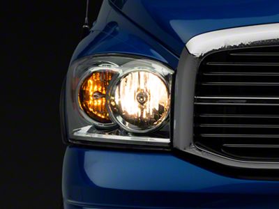 Euro Headlights; Chrome Housing; Clear Lens (06-08 RAM 1500 w/o Bottom Amber Colored Bar)