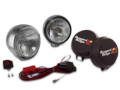 Rugged Ridge 6-Inch Round HID Off-Road Fog Lights with Stainless Steel Housings; Set of Two (Universal; Some Adaptation May Be Required)