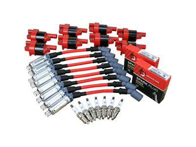 Dragon Fire Performance Ignition Tune Up Kit; Red (07-13 V8 Silverado 1500 w/ Round Coils)