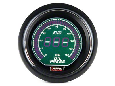 Prosport 52mm EVO Series Digital Oil Pressure Gauge; Electrical; Green/White (Universal; Some Adaptation May Be Required)