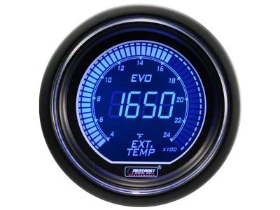 Prosport 52mm EVO Series Digital Exhaust Gas Temperature Gauge; Electrical; Blue/Red (Universal; Some Adaptation May Be Required)