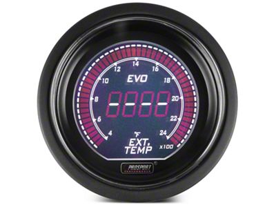 Prosport 52mm EVO Series Digital Exhaust Gas Temperature Gauge; Electrical; Green/White (Universal; Some Adaptation May Be Required)