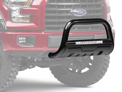 Barricade 3-Inch Bull Bar with Skid Plate and 20-Inch Single Row LED Light Bar; Black (04-23 F-150, Excluding Raptor)