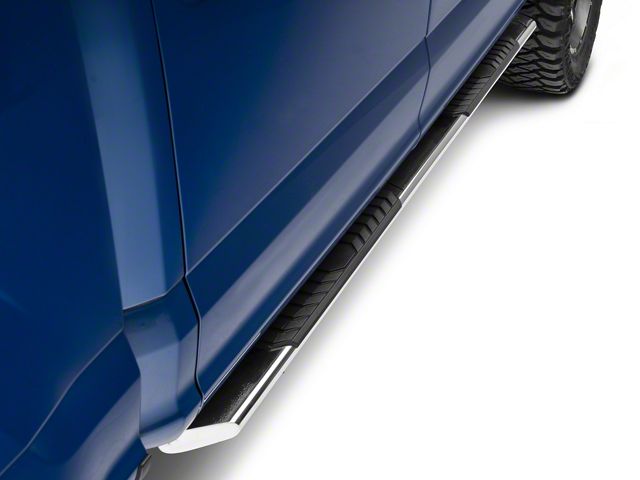 Barricade 4-Inch Flat Oval Running Boards; Stainless Steel (15-24 F-150 SuperCrew)