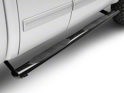 Barricade 4-Inch Oval Straight End Running Boards; Black (07-13 Silverado 1500 Extended Cab, Crew Cab)