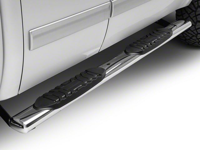 Barricade 5-Inch Oval Straight End Running Boards; Stainless Steel (07-13 Silverado 1500)