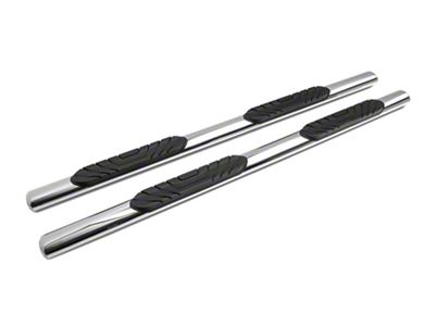 Barricade 4-Inch Oval Straight End Side Step Bars; Stainless Steel (19-23 Sierra 1500 Double Cab)