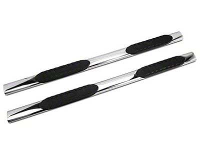 Barricade 5-Inch Oval Straight End Side Step Bars; Stainless Steel (19-24 Sierra 1500 Double Cab)