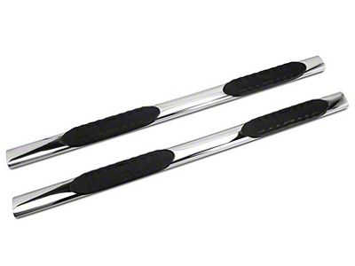 Barricade 5-Inch Oval Straight End Side Step Bars; Stainless Steel (19-23 Sierra 1500 Double Cab)