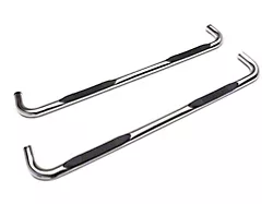 RedRock 4-Inch Oval Bent End Side Step Bars; Stainless Steel (19-24 Silverado 1500 Double Cab)