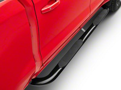 RedRock 4-Inch Oval Bent End Side Step Bars; Black (19-24 Silverado 1500 Crew Cab)