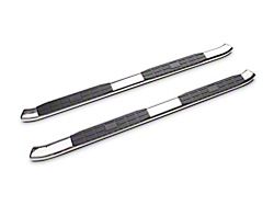 Barricade 5-Inch Oval Bent End Side Step Bars; Stainless Steel (19-24 Silverado 1500 Double Cab)