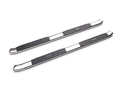 Barricade 5-Inch Oval Bent End Side Step Bars; Stainless Steel (19-24 Silverado 1500 Double Cab)