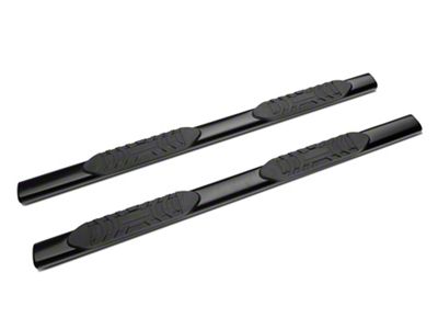 Barricade 5-Inch Oval Straight End Side Step Bars; Black (19-25 Silverado 1500 Double Cab)