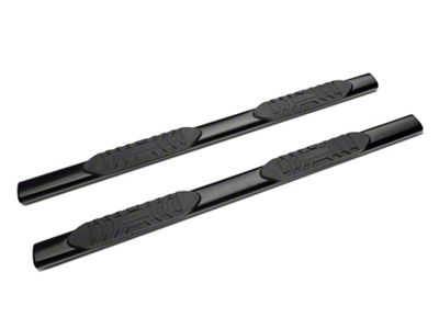 Barricade 5-Inch Oval Straight End Side Step Bars; Black (19-24 Silverado 1500 Double Cab)