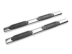 Barricade 5-Inch Oval Straight End Side Step Bars; Stainless Steel (19-23 Silverado 1500 Double Cab)