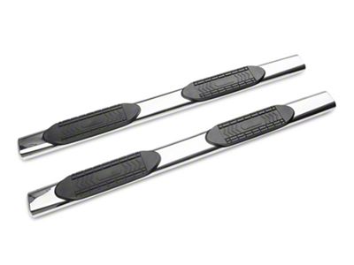 Barricade 5-Inch Oval Straight End Side Step Bars; Stainless Steel (19-23 Silverado 1500 Double Cab)