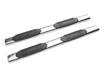 RedRock 6-Inch Oval Straight End Side Step Bars; Stainless Steel (19-24 Silverado 1500 Double Cab)